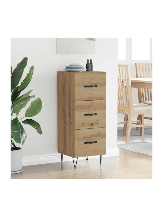 Drawers Storage Wooden with 3 Drawers L34xW34.5xH90cm