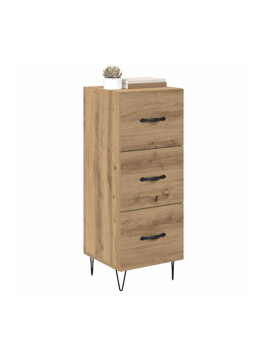 Drawers Storage Wooden with 3 Drawers L34xW34.5xH90cm