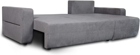 Amaretto Corner Couch Bed with Reversible Angle and Storage Space Gray Light 240x149 cm