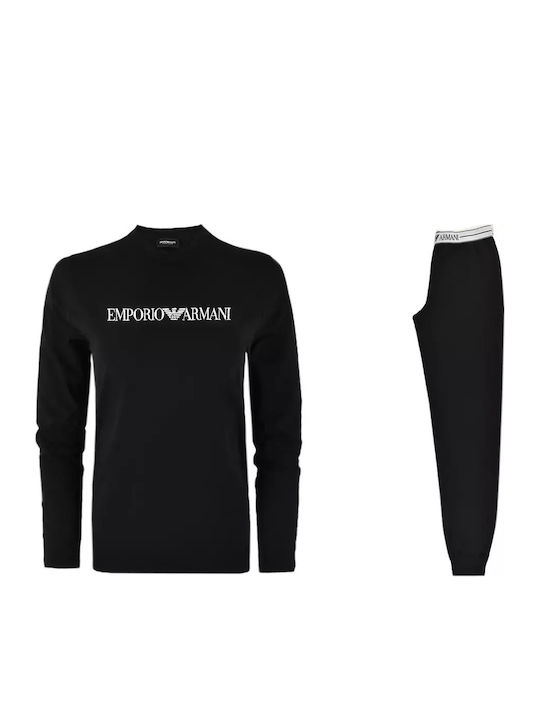 Emporio Armani Χειμερινό Γυναικείο Σετ Πιτζάμας Μαύρο