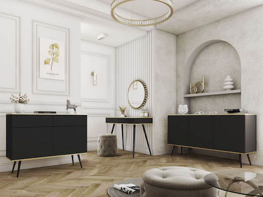 Bufet Oro din Metal cu Sertare Cărbune de lemn 160x85x39cm