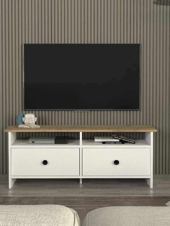 Έπιπλο Τηλεόρασης Gradias Λευκό - Sapphire Oak Μ120xΠ29.6xΥ46.8cm