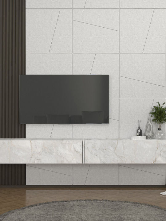 TV Stand Espanse Made of Metal & Wood White Marble Effect L241.8xD31.7xH30cm