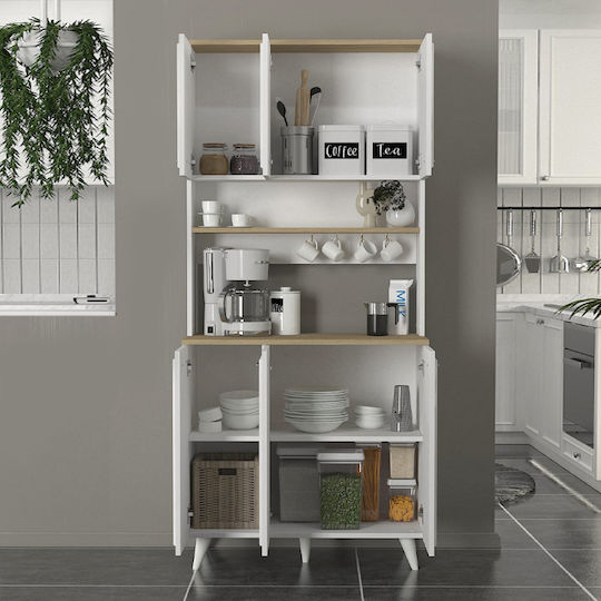 Potter 3 Επιδαπέδιο Ντουλάπι Λευκό, Rota Oak 90x40x196.1εκ. Potter 3 Επιδαπέδιο Ντουλάπι Λευκό, Rota Oak 90x40x196.1εκ.