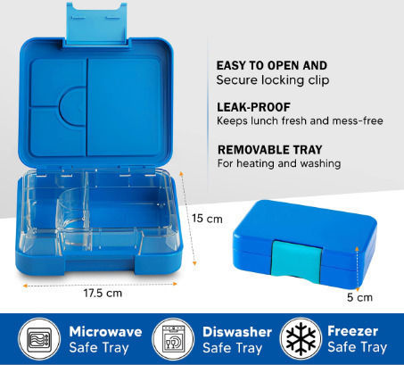 Lunchbox Plastic Kids' Lunch Set Dinosaurs Insulated Blue