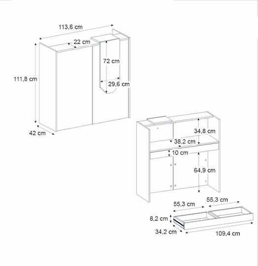 Megapap Office Reception L113.6xW42xH111.8cm