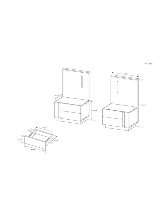 Bedroom Furniture Set Arco White 160x200cm 3pcs