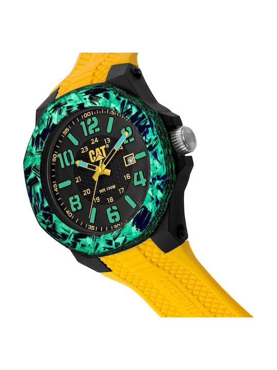 CAT Men's Watch Battery with Yellow Rubber Strap