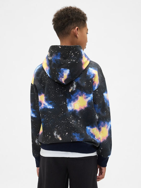 Fleece Kinder-Sweatshirt mit Kapuze und Taschen Outer Space