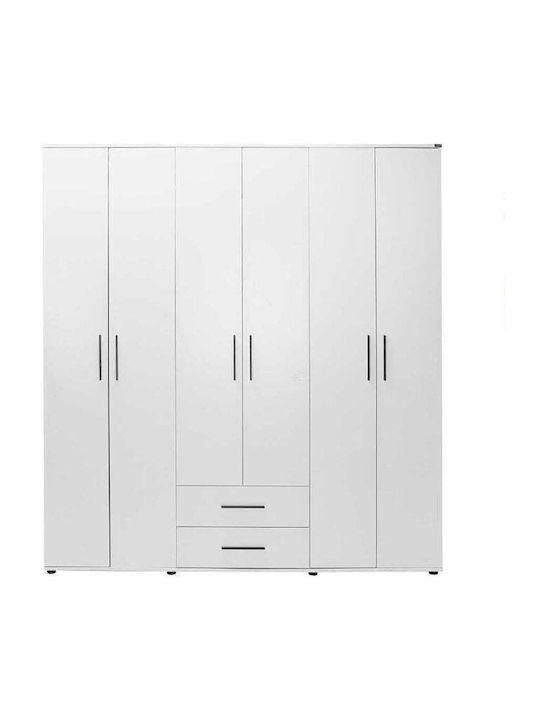 Εξάφυλλη Ντουλάπα White/λευκό 206x52x213cm