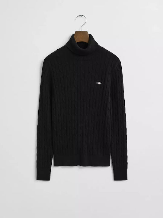 Damen Pullover Baumwolle Rollkragen Black