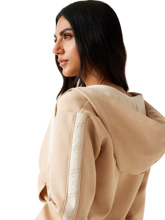 Scuba Women's Sweatshirt Jacket Hooded Beige