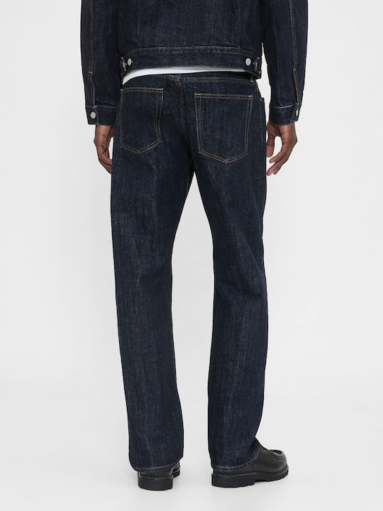 Men's Jeans Pants with Relaxed Straight Fit Rinsed
