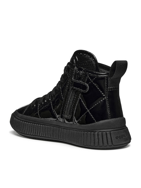 J Laquinny Anatomic Kids Ankle Boots Made of Patent Leather with Zipper and Lights Black