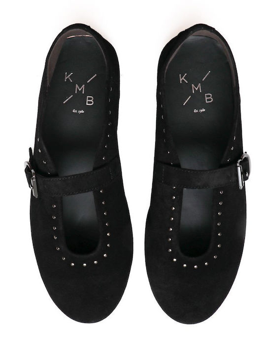 Lederne Damen Ballerinas in Schwarz Farbe