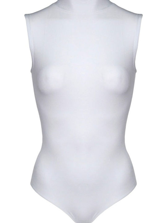 Helios Women's Sleeveless Turtleneck Bodysuit Modal Art.80690 White Helios Women's Sleeveless Turtleneck Bodysuit Modal Art.80690 White