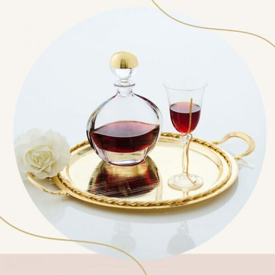 Pantazelos Creations Dekanter-Set mit Weinglas auf Tablett Inox Gold 3 Stück