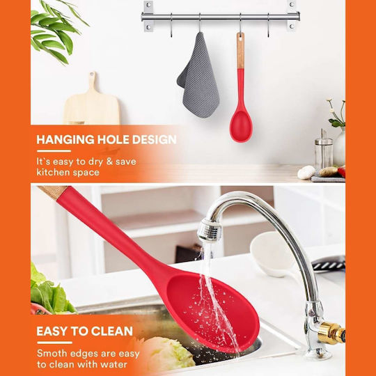 Uncle George Shallow Ragu Spoon Silicone Red 33.5cm