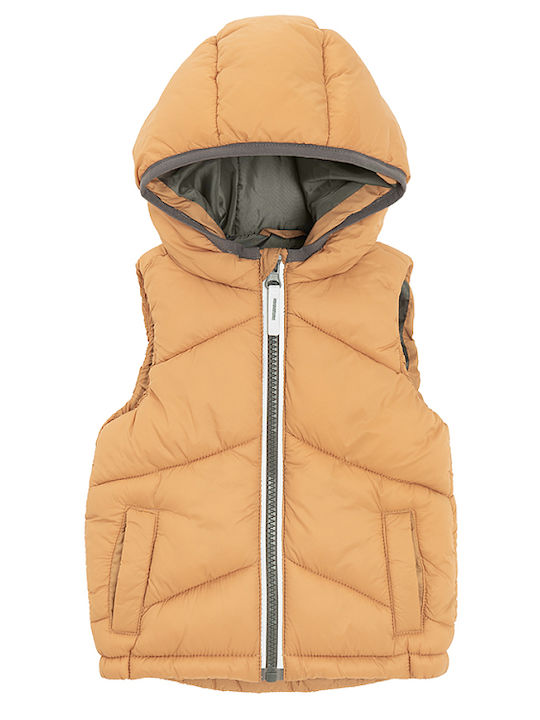 Kids' Casual Jacket Sleeveless with Hood Mustard, Grey