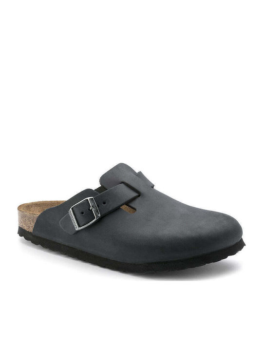 Birkenstock Boston Leoi Leather Sandals Black