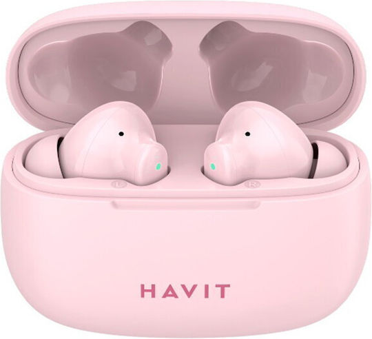 Havit TW967 Pro In-ear Bluetooth Handsfree Ακουστικά με Θήκη Φόρτισης Ροζ
