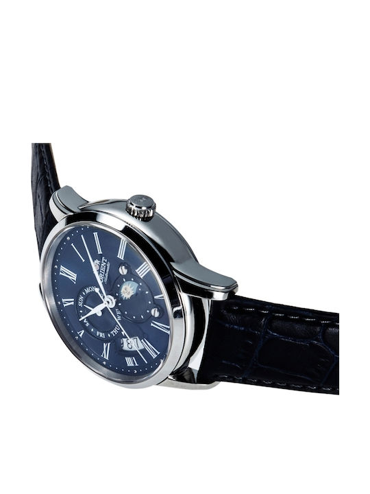 Orient Sun Moon Ceas Barbatesc 42.5mm Automat cu Brățară Metalică Albastră