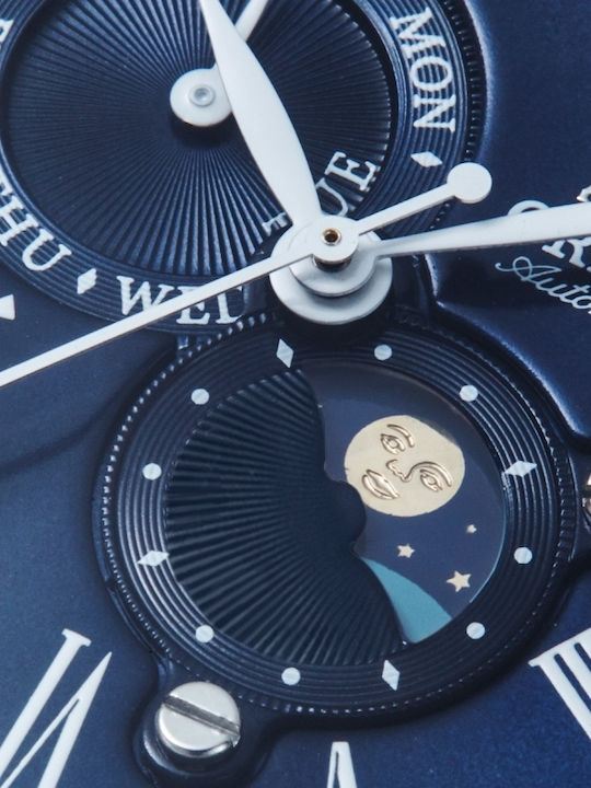Orient Sun Moon Ceas Barbatesc 42.5mm Automat cu Brățară Metalică Albastră