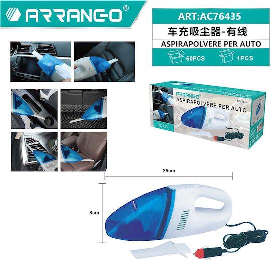 Arrango 3511 Electric Car Handheld Vacuum Car Handheld Vacuum with Cigarette Lighter Cable 12V White/Blue