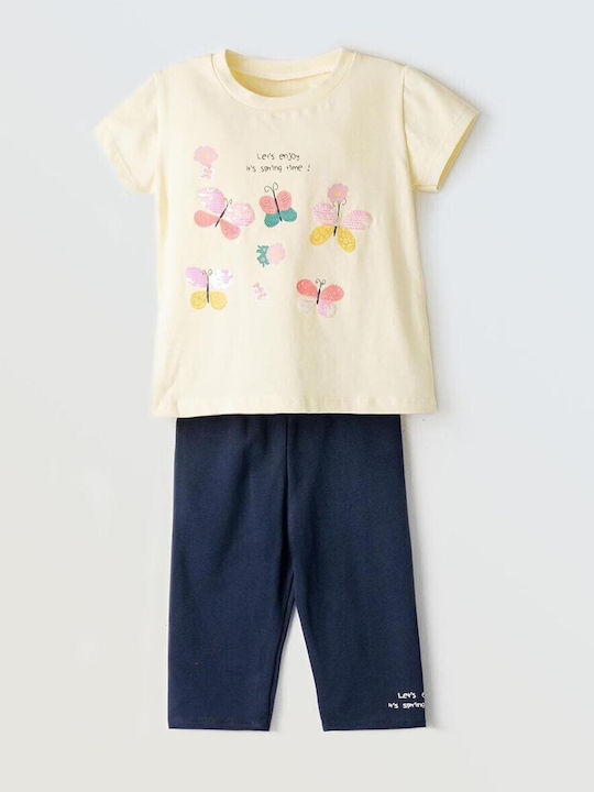 Kids' Set with Leggings Summer 2pcs Yellow-Marine