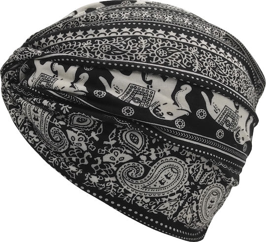Women's Turban Black and White Paisley Brims Trims