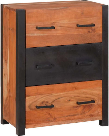 Chest of Drawers of Solid Wood Coffee 110x30x75cm