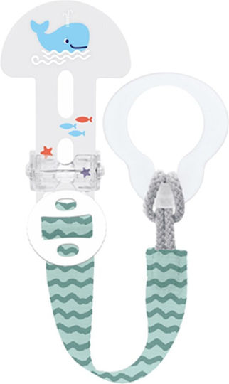 Mam Pacifier Ribbon Clip It! & Cover made of Fabric Green Green 2 Pieces