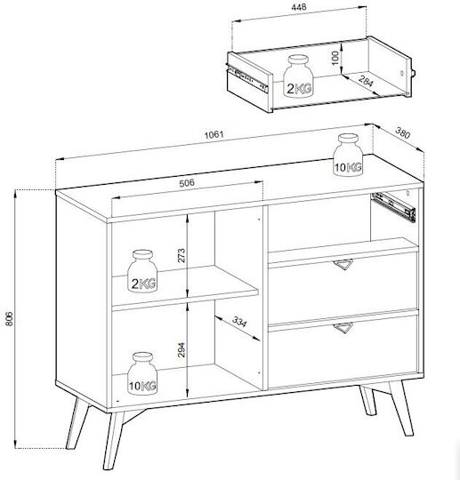 Sideboard with Drawers Eucalyptus-beige 106x81x38cm