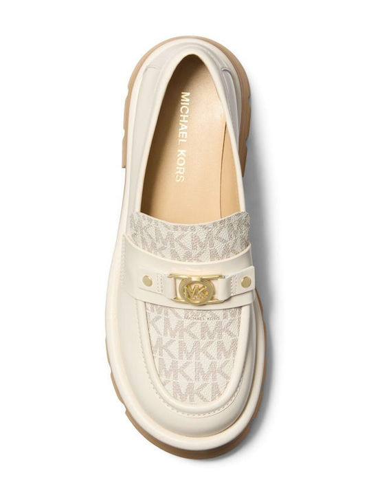 Mandy Leather Women's Loafers in Beige Color