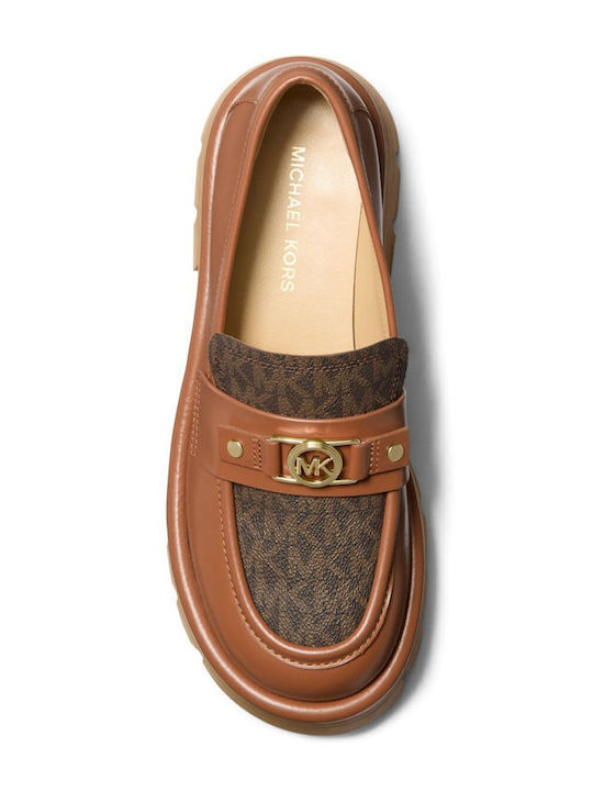 Leather Women's Loafers in Brown Color
