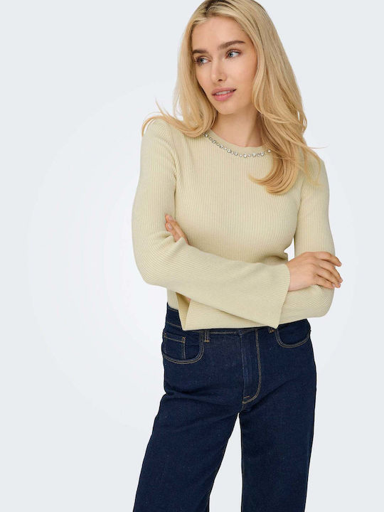 Bling Women's Long Sleeve Beige Sweater