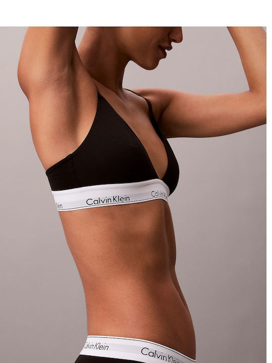 Calvin Klein Light Lined Bralette Lv00qf8498-ub1 Icon Cotton Modal Black