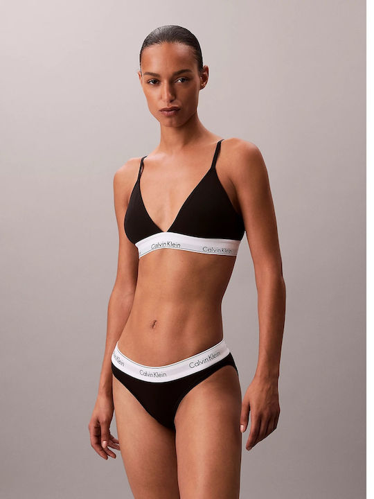 Calvin Klein Light Lined Bralette Lv00qf8498-ub1 Icon Cotton Modal Black