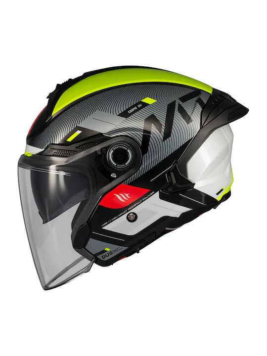 MT Cosmo SV S Silence Black/Grey/Fluo Gloss Motorcycle Helmet Jet DOT / ECE 22.06 1450gr with Sun Visor