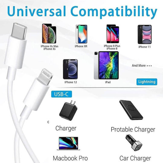 Ezra USB-C to Lightning Cable 20W Λευκό 2m 27113