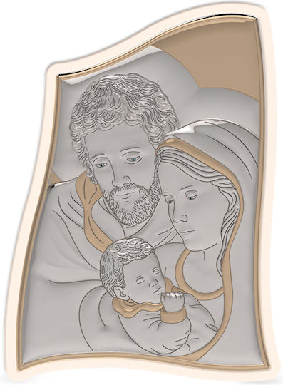 Slevori Holy Family Simple Series 26.5x19 White Multicolored Silver Wood