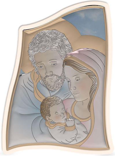 Slevori Holy Family Simple Series 26.5x19 White Multicolored Silver Wood