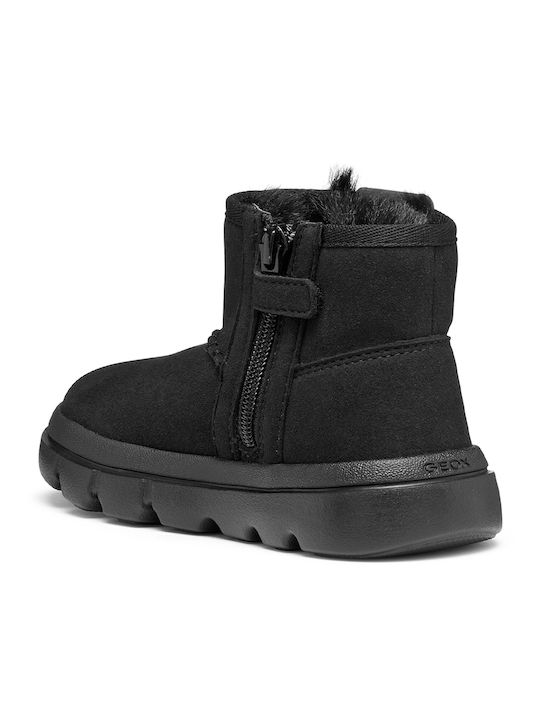 Willaboom Anatomical Suede Kids Snow Boots with Zipper Black