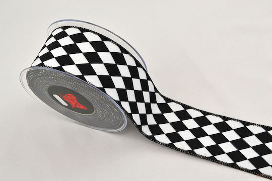 Ribbon Holland Velvet Backing Ravel Black-White 4.3 Cm X 9 M Black-White