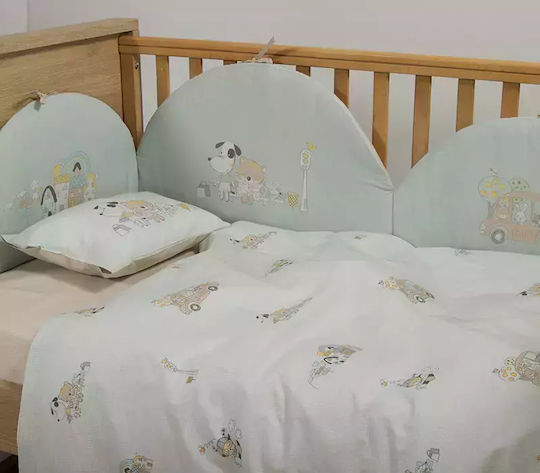 Nef-Nef Homeware Life In The City Crib Bumpers Classic for the Crib Rails Turquoise 40cm