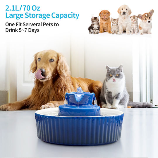 MrZoo Automatic Ceramic Waterer / Fountain for Dog & Cat 2.1lt in Orange Color