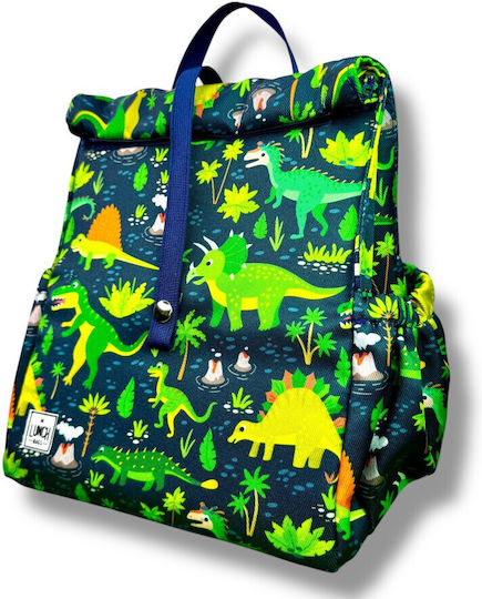 The Lunch Bags Σχολικό Ισοθερμικό Τσαντάκι Φαγητού Χειρός 8lt Μπλε Δεινόσαυροι 26x19x28cm