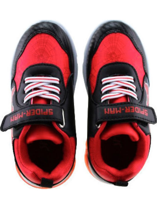 Marvel Spiderman Παιδικά Sneakers με Σκρατς & Φωτάκια Μαύρα