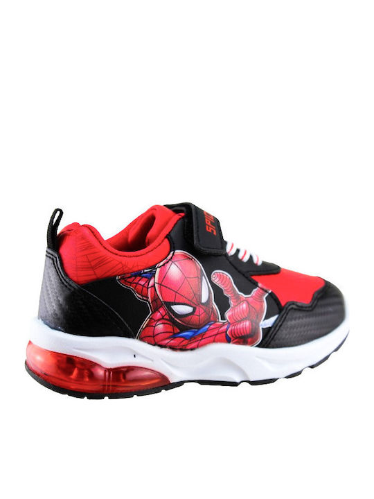 Marvel Spiderman Παιδικά Sneakers με Σκρατς & Φωτάκια Μαύρα