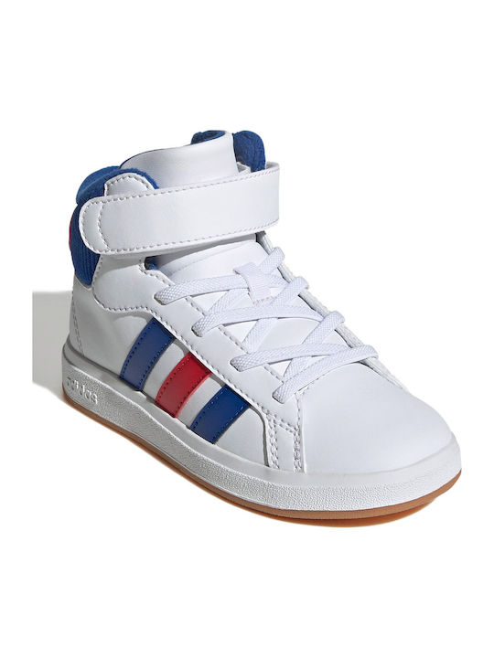 Grand Court Παιδικά Sneakers High με Σκρατς Λευκά